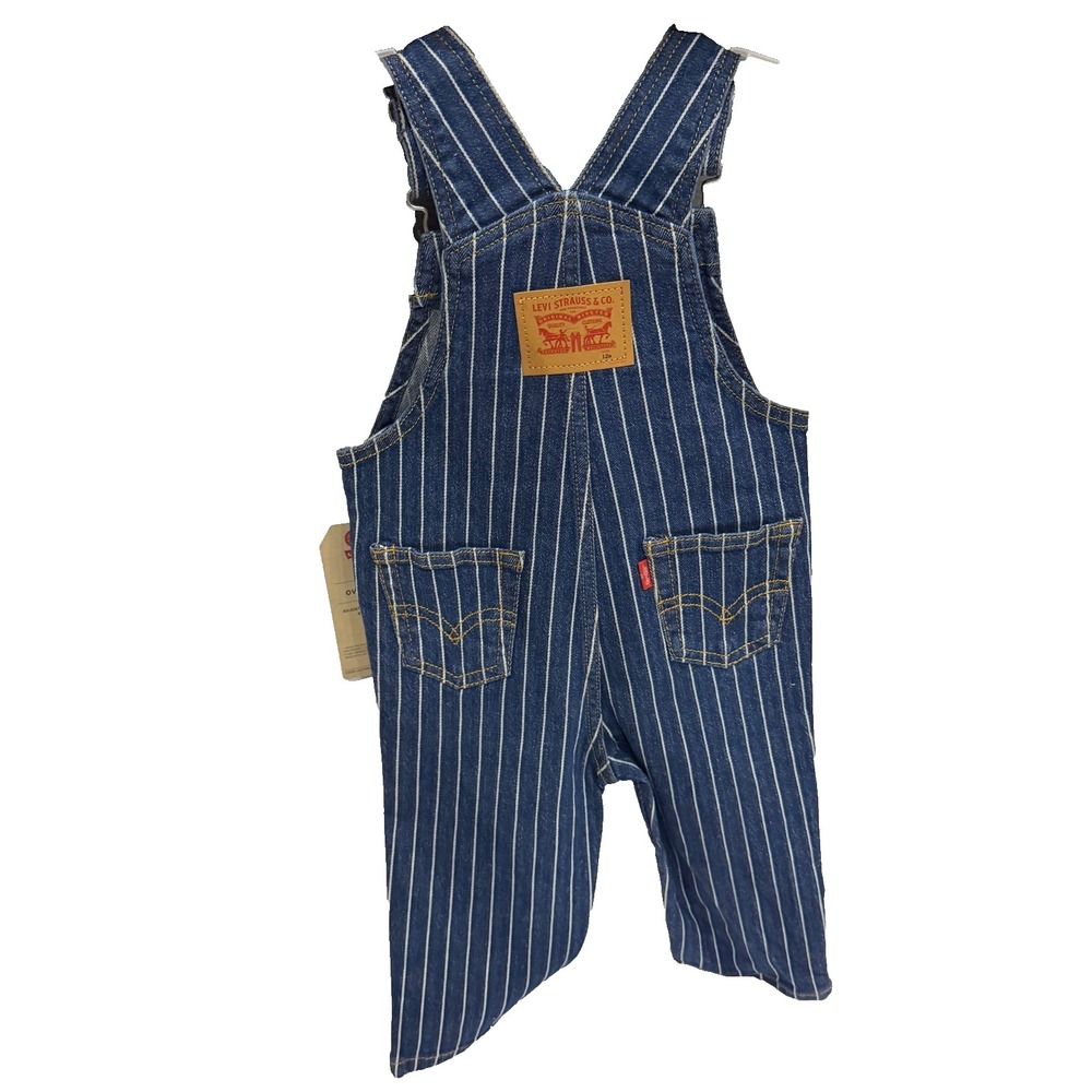 Levi's Baby Conductor Stripe Denim Overalls 12M NWT‎ Choo Choo Train - Picture 7 of 7